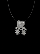 PINGENTE CORAÇÃO CRAVEJADO GÊMEAS