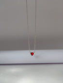COLAR CORAÇÃO VERMELHO PRATA 925 COM BANHO DE RODIO